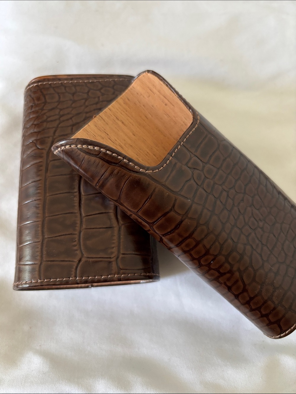 Brizard & Co. Croc-Embossed Leather Cigar Case